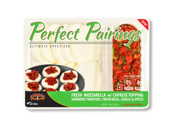 PERFECT PAIRINGS – MOZZARELLA CAPRESE (10oz, 2-COMPARTMENT TRAY)